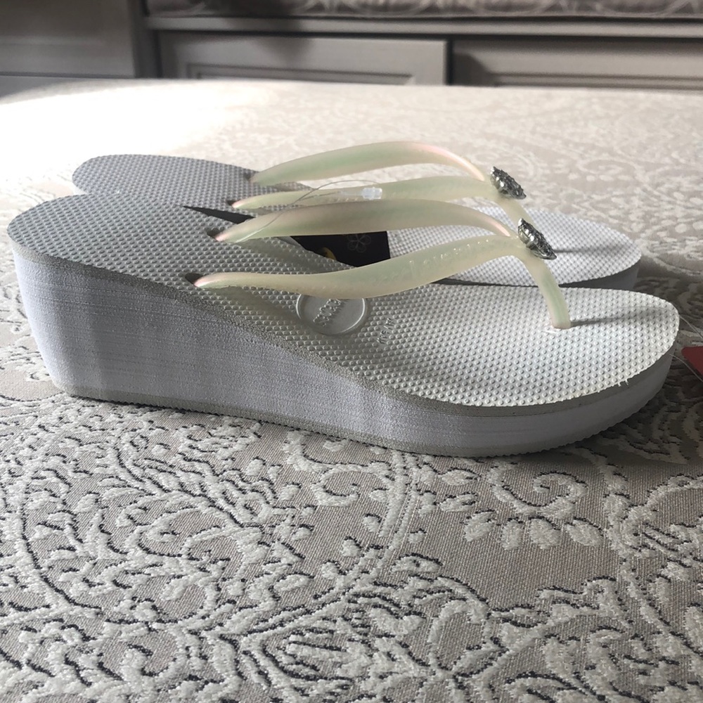 New havaianas white high crystal poem flip flop 37